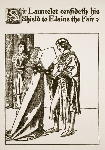 Sir Launcelot Confideth his Shield to Elaine the Fair, Illustration from 